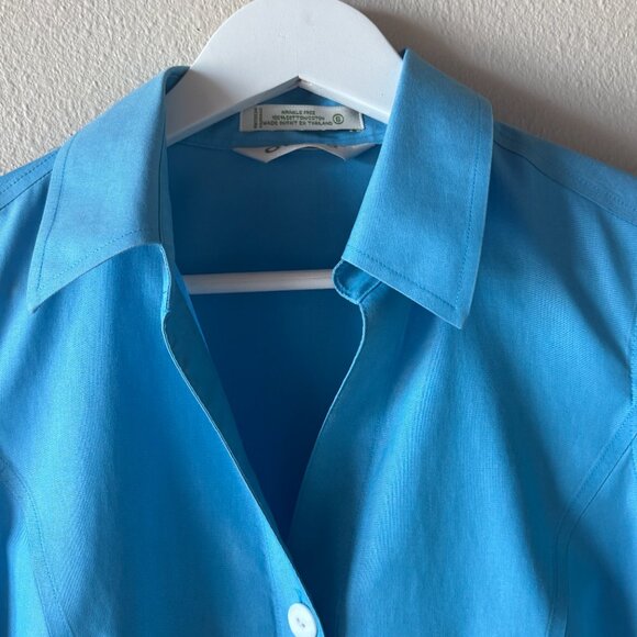 Orvis Women's Blue Buttonup Sleeveless No Iron Top Size 6 - Picture 3 of 6